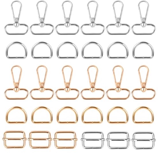 30 Stuks Riemverstellers D-ring en Draaisluitingen voor DIY Accessoires