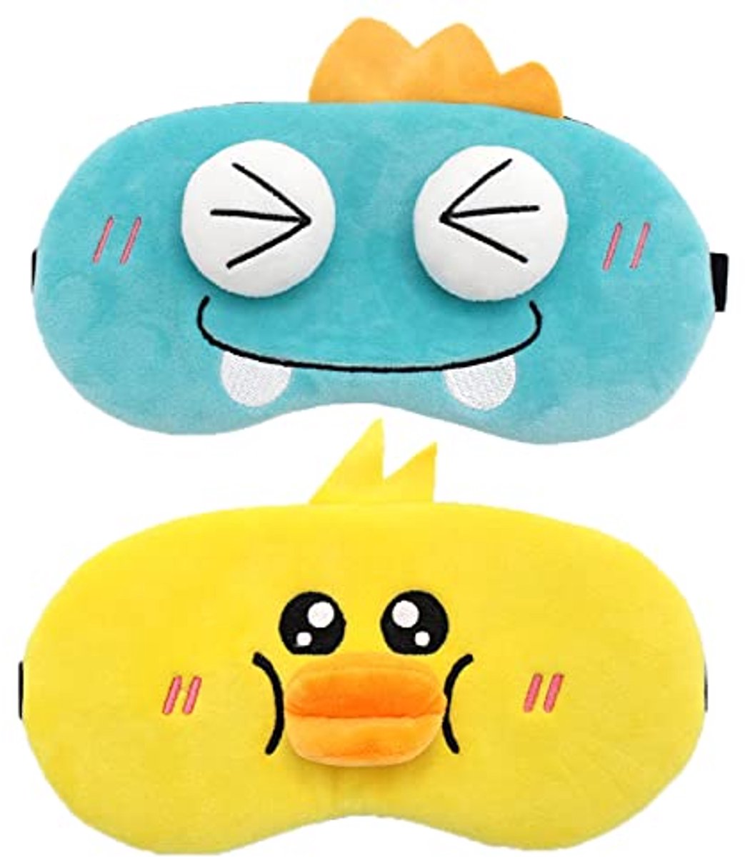 Verduisterende Slaap Oogmasker Set voor Kinderen en Volwassenen - Zacht Pluche Dieren Design