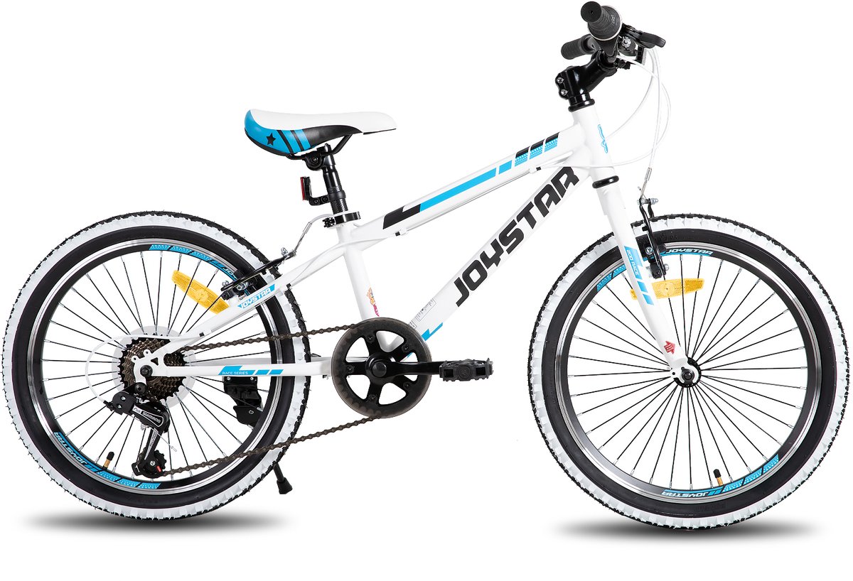 JOYSTAR Lubbock.S 20" Kinder Hardtail Mountainbike - 7 versnellingen - V-brake - Witte noppenbanden - Wit - Geschikt voor buitenactiviteiten in de lente