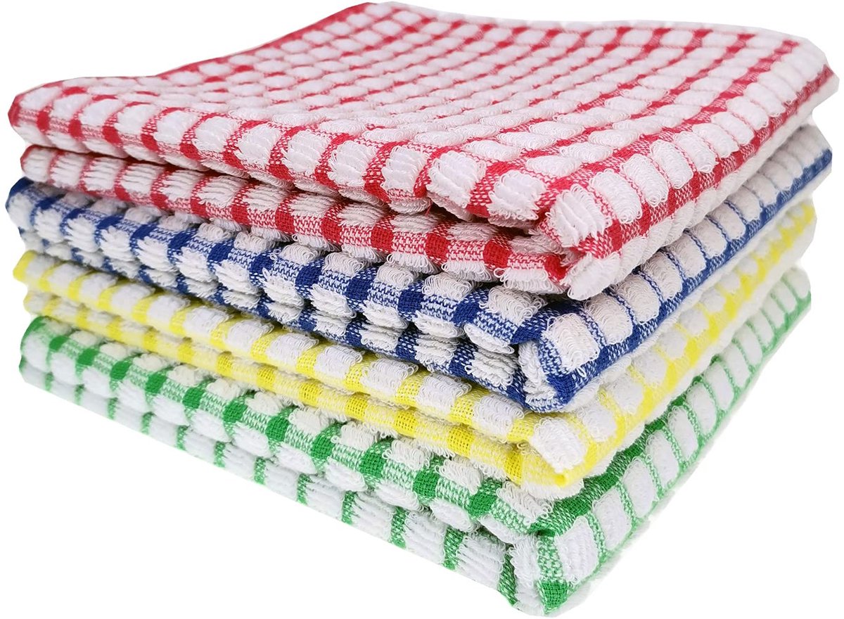 Ibenzoa® Set van vier absorberende katoenen theedoeken voor veelzijdig keukengebruik