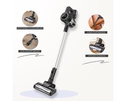 BRIEFNESS 3 in 1 Draadloze Stofzuiger 30KPa Zuigkracht 3800W Motor 65Min Batterijduur LED Licht