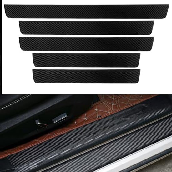 5 Stuks Auto Instaplijsten Protector Voor Citroen C1,koolstofvezel Autodorpel Sticker Anti-kras Beschermingsstrips