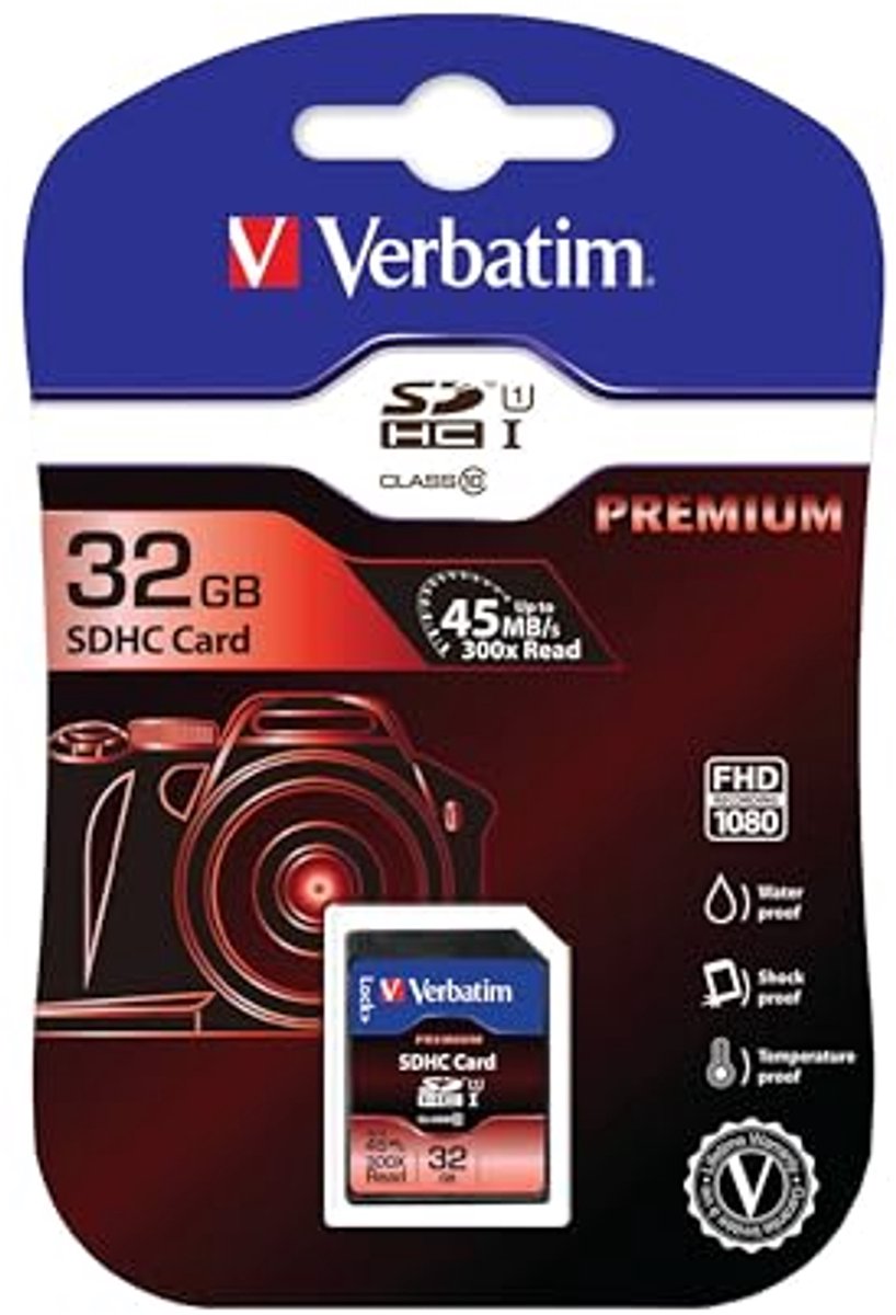 32 GB SDHC Geheugenkaart Klasse 10 met 45 Mbit/s Gegevensoverdracht