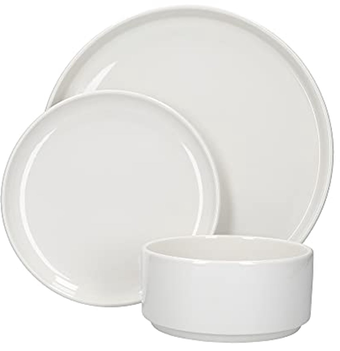 Scandinavische Serviesset - Wit Porselein Twaalfdelig Diner Set voor 4 Personen