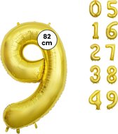 Fienosa Cijfer Ballonnen nummer 9 - Goud Kleur - 82 cm - Helium Ballon - Leeftijd verjaardag - Verjaardagsballon - Verjaardag