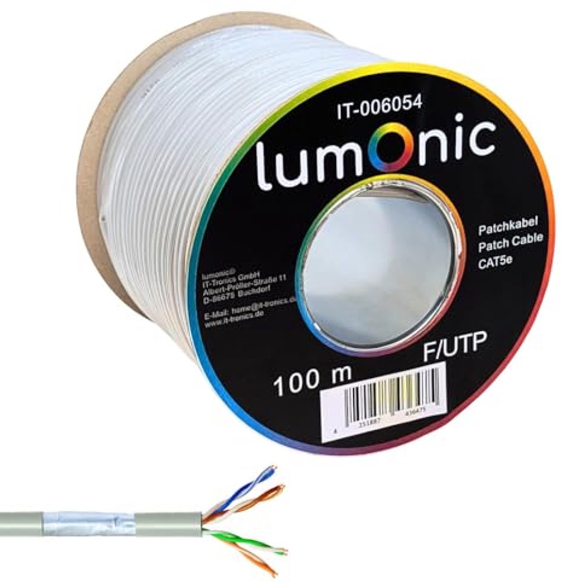 100m CAT5e F/UTP netwerkkabel voor Gigabit LAN, flexibele patchkabel voor binnengebruik
