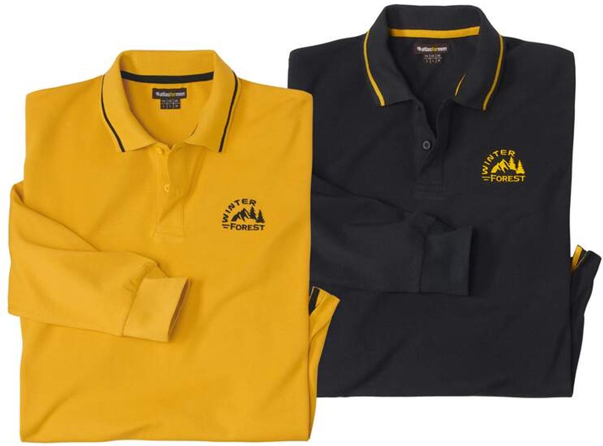 ATLAS FOR MEN - Set van 2 trendy piqué polo’s - Heren - Verkrijgbaar in grote maten - 5XL