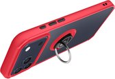 Avizar Hoesje geschikt voor iPhone 17 Pro Max - Ring Standaard & Magnetisch, Rood