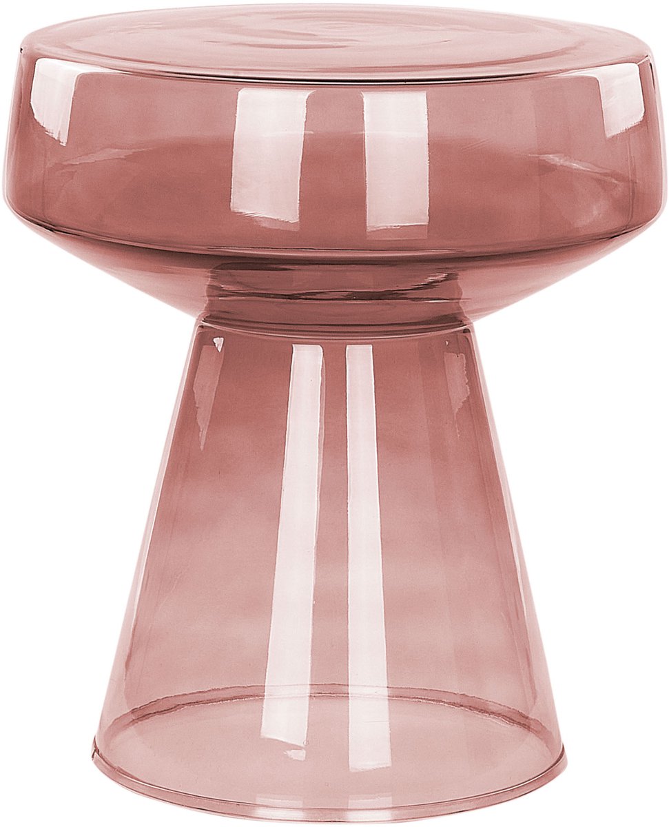 Beliani LAGUNA - Bijzettafel - Rood - Glas