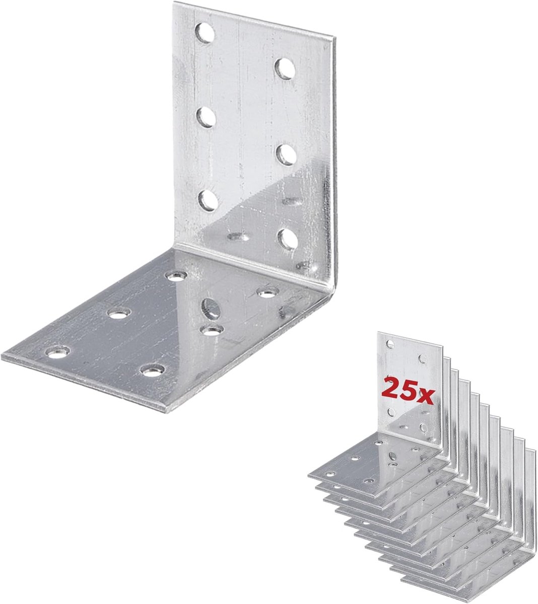 25 x Siwitec geperforeerde plaathoeken 60 x 60 x 40 mm, roestvrij staal (V4A) met corrosiebescherming, roestvrijstalen hoekverbinders, roestvrijstalen hoekprofielen, 90-graden hoekprofielen