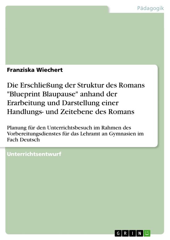 Die Erschließung der Struktur des Romans "Blueprint Blaupau ... - cover