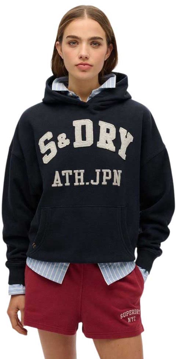 Superdry Athletic Essentials hoodie met applicatie en losse pasvorm Dames Hoodies Marineblauw