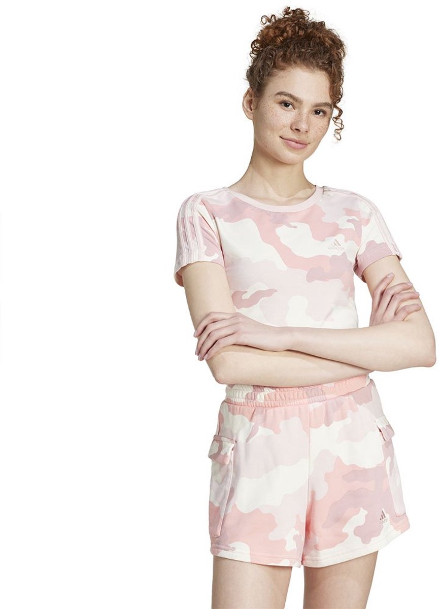 Adidas Camo 3 Stripes Baby T-shirt Met Korte Mouwen Roze XL Vrouw