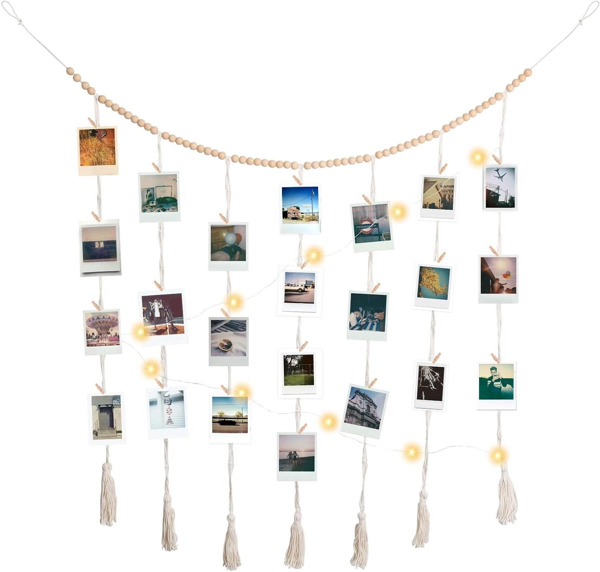Allecto Plus - Wanddecoratie fotowand 120 x 90 cm met led-lichtsnoer en 45 klemmen