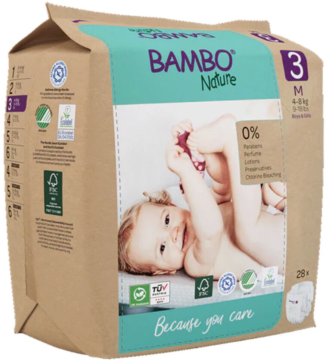 Bambo Nature - Luiers Maat 3 (4-8 kg) - 2 x 28 stuks - Voordeelverpakking