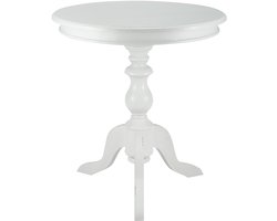 CLP Wiva Bijzettafel - rond - hout - 70cm diameter - voor woonkamer en eetkamer - Mindihout met tafelblad - antiek/wit