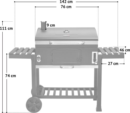 Taino HERO XXL houtskoolgrill - BBQ smoker houtskoolgrill met houtskoolrooster — afbeelding 2