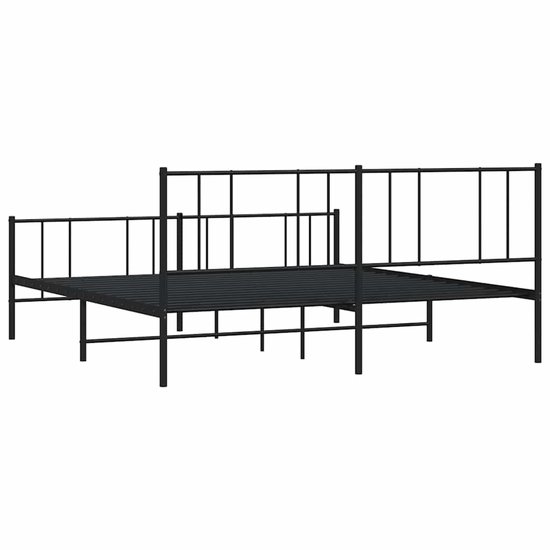 vidaXL - Bedframe - met - hoofd- - en - voeteneinde - metaal - zwart - 193x203 - cm