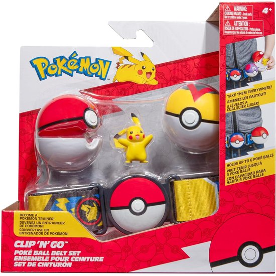 Jazwares Pokémon Clip'n'Go Poké Ball Belt Set Poké Ball, Luxury Ball & Pikachu Action Figuur