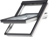 VELUX Dakraam GGU CK04 0070, 55x98cm, centraal scharnierpunt, wit polyurethaan met leisteen gootstuk (EDL 1000) en waterkerende manchet (BFX)