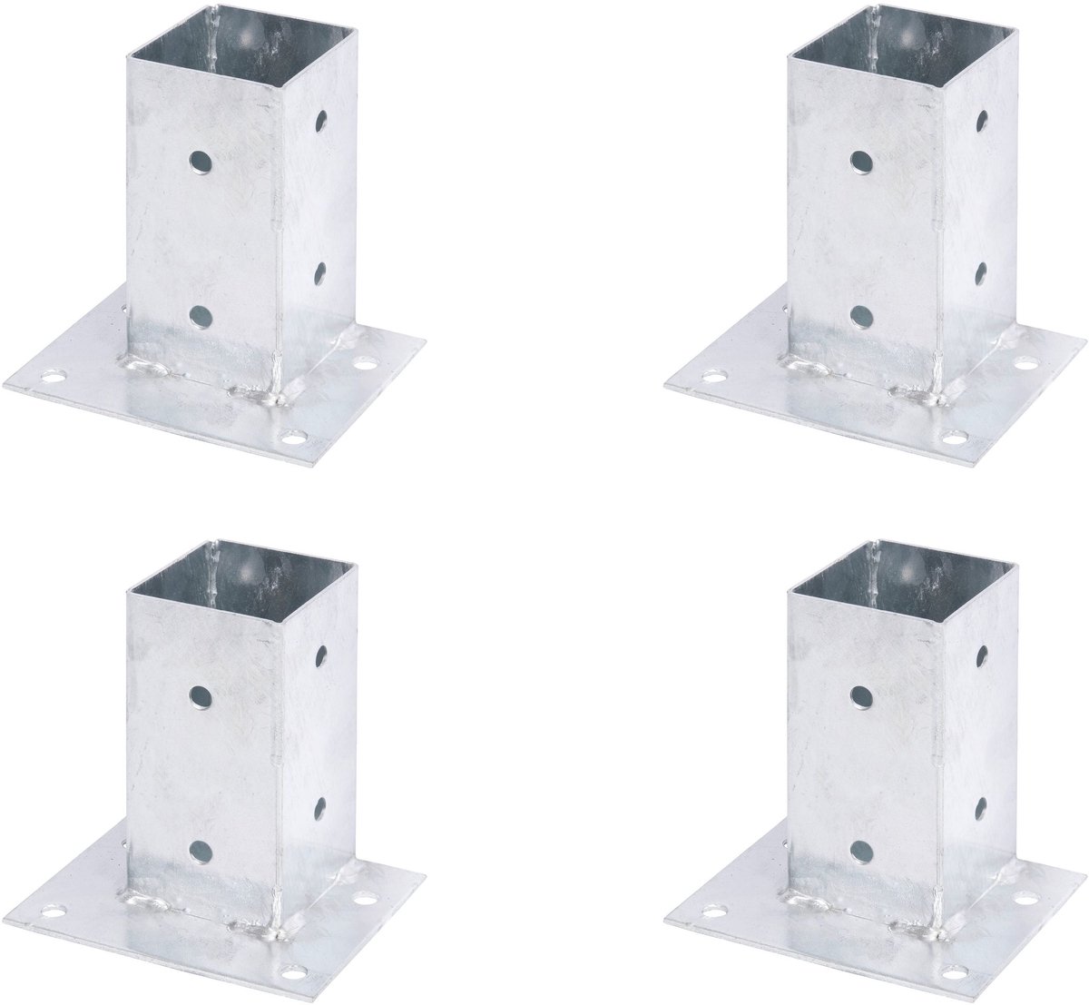 Alberts 4 x opschroefhuls, Befestigung an Geraden, 71x71 mm, thermisch verzinkt, voor opschroeven