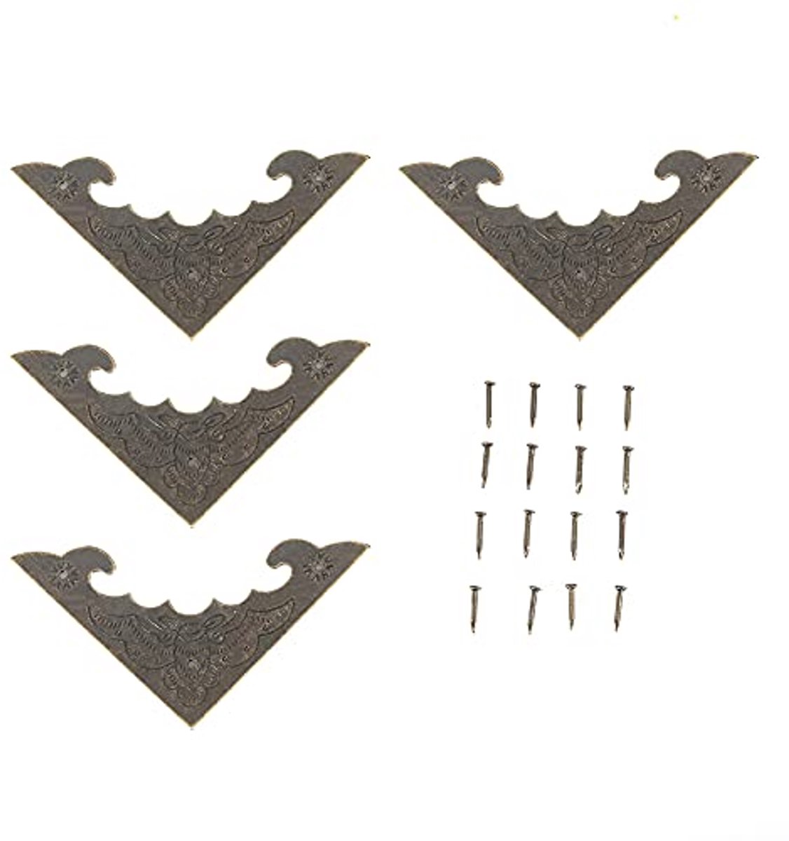 Image of 12Pcs Houten Doos Hoekbeschermers Metalen Ijzer Brons Hoek Protector Rand Veiligheid Guard Decoratie Antieke Sieraden Scrapbook Boek Hoek Decor (S), Brons, S