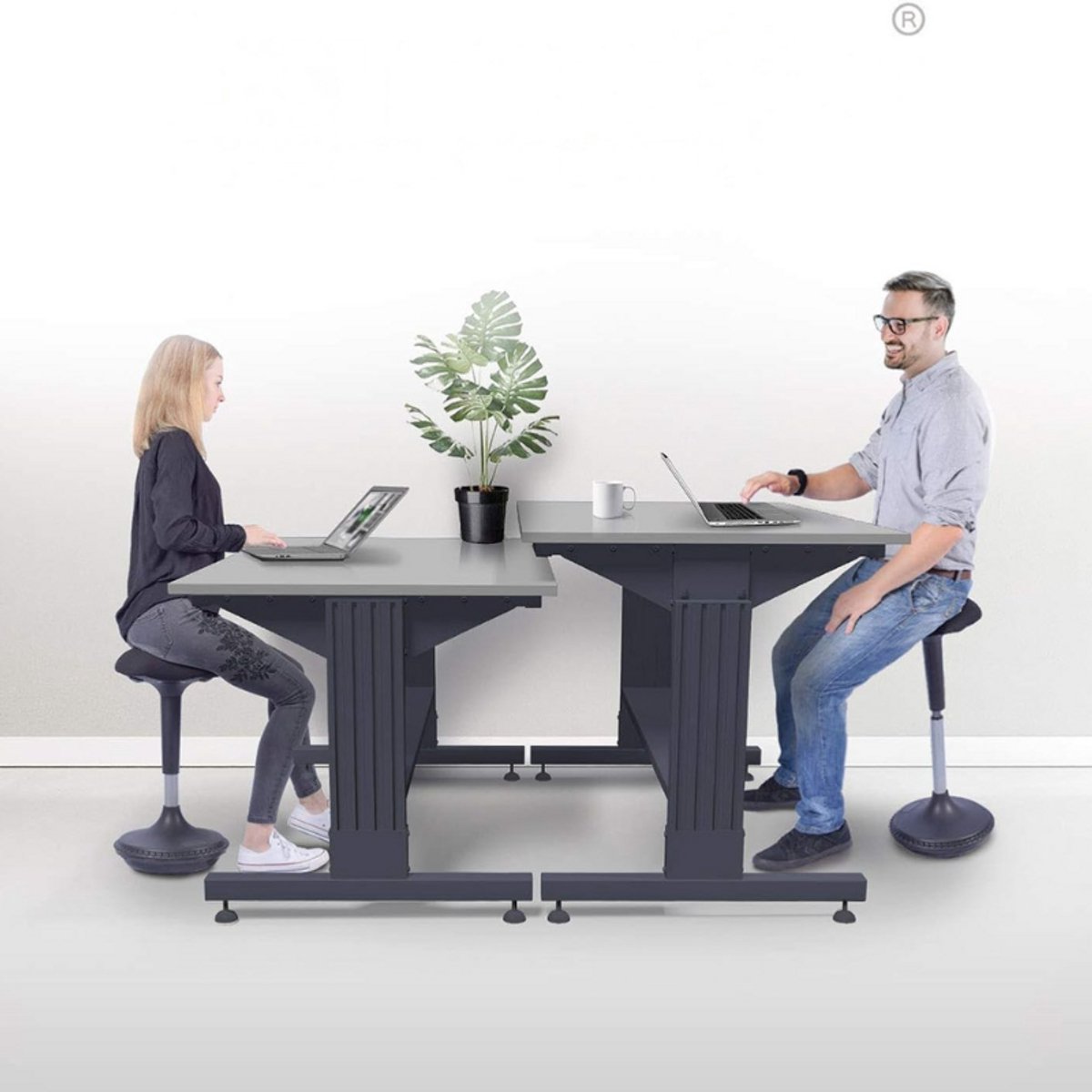 Stari Verstelbare Bureaustoel voor Zit-Sta Bureau - Zwart - afbeelding 2