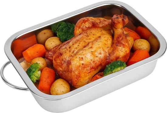Foto: Lomera lasagneschaal rvs ovenschaal rvs diepe bakvorm bakvorm met handgrepen roestvrij staal 4 liter inhoud geschikt voor oven geschikt voor koelkast vaatwasserbestendig handwas aanbevolen