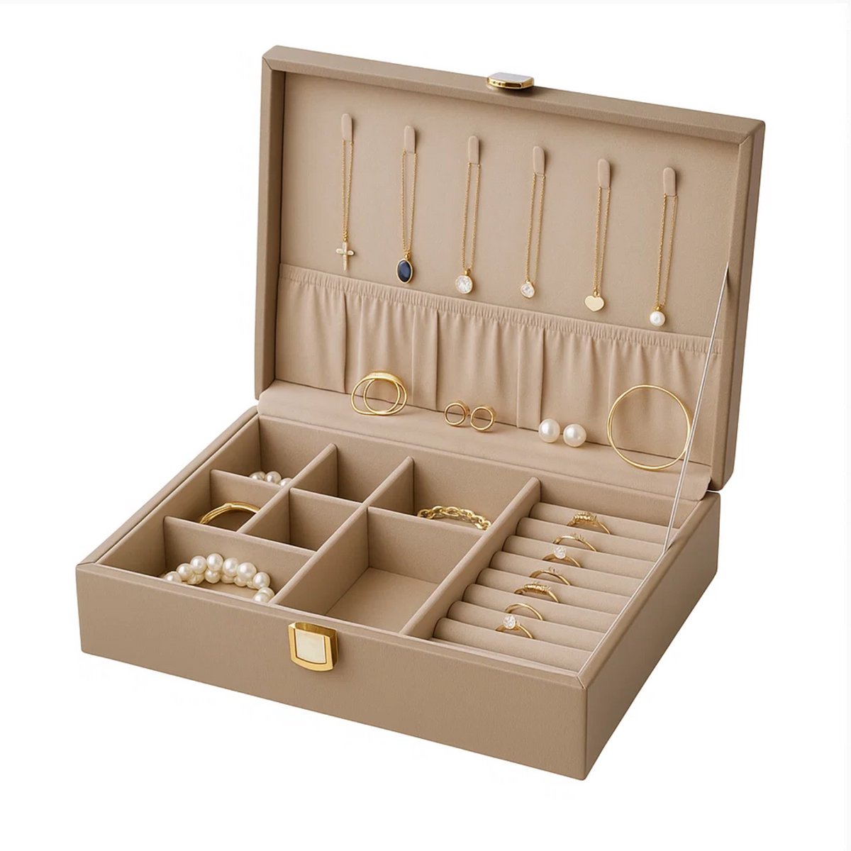 Lomera Sieradendoos - Sieraden Opbergen - Sieraden Organizer - Kettinghaakjes - Ringklemmen - Opbergvak Sieraden - Rose-Goudkleurige Sluiting - Sieraden Opbergsysteem - Sieraden Opbergoplossing - Sieraden Opbergaccessoire