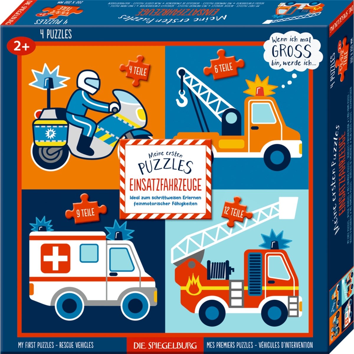4 puzzels, hulpdiensten (politie / brandweer / ambulance / takelwagen) - Die Spiegelburg