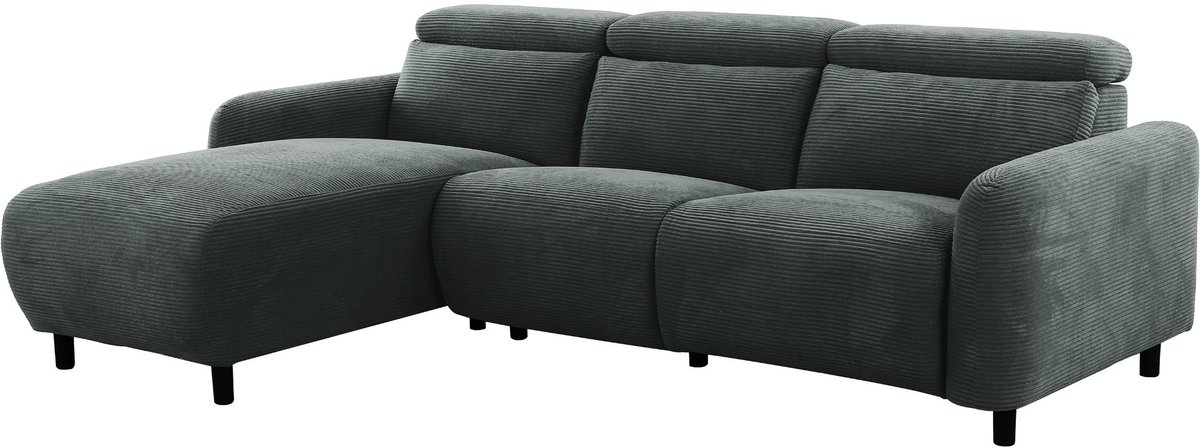 Notio Living Skaane-3Zits - Relax Links - Antraciet Corduroy Grijs