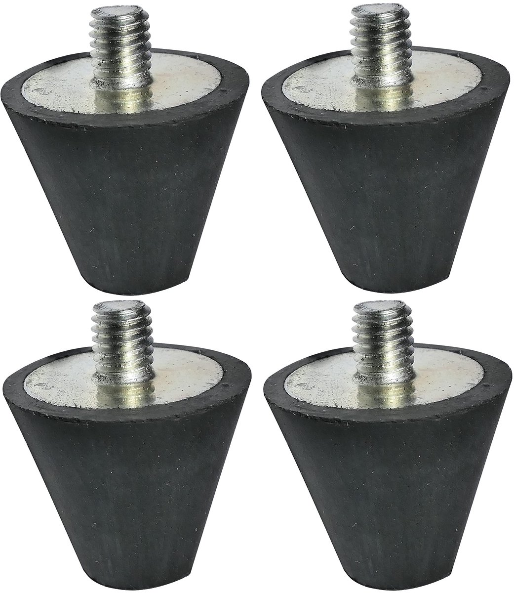 Aerzetix C48868 - Set van 4 Antivibratie Voeten - Rubber en Staal - D28 mm - M5 Schroefdraad - Hardheid 40 Â± 5 - Laadcapaciteit 358N