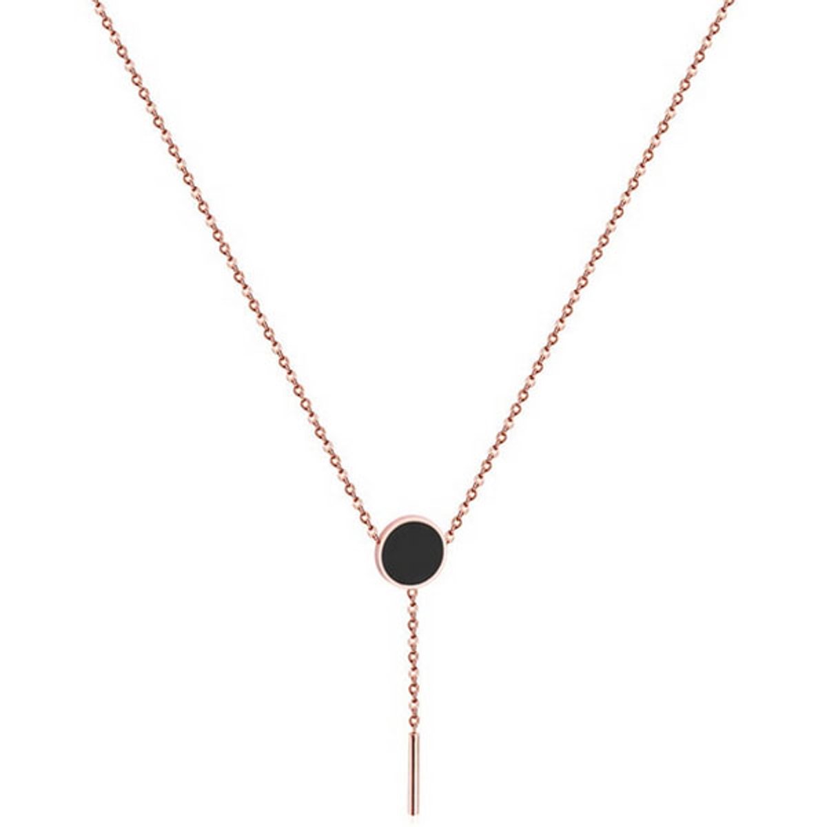 Cilla Jewels dames ketting Edelstaal Verguld Rose Cirkel Staaf