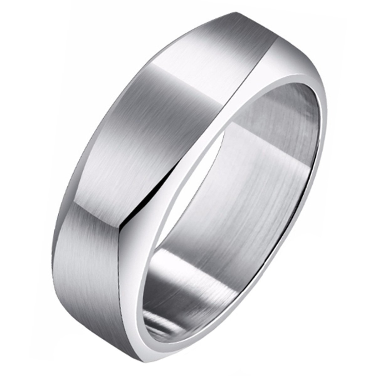 Zilverkleurige Mendes heren ring gepolijst Staal-20mm