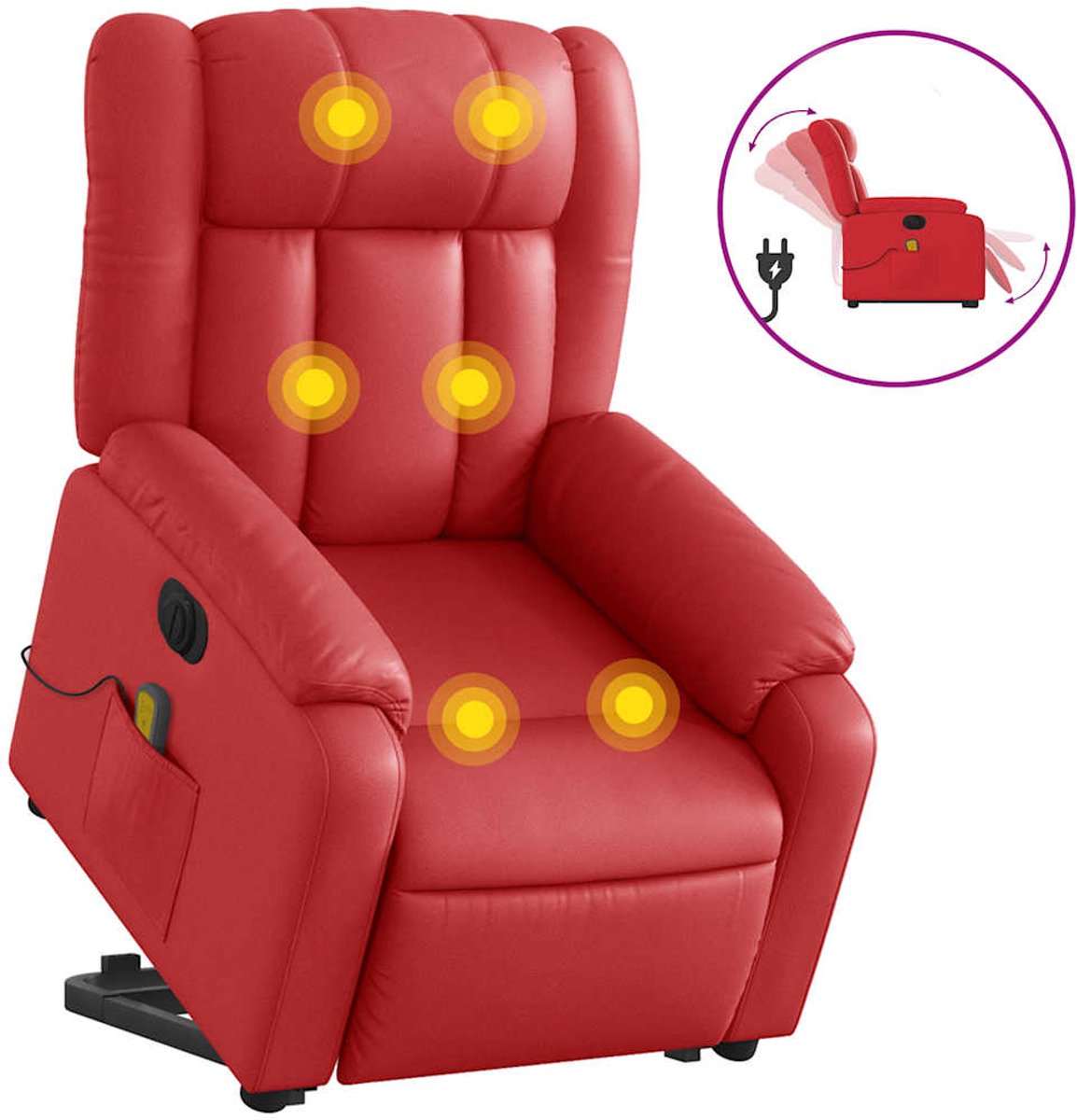 vidaXL Sta-op-massagestoel - elektrisch - kunstleer - rood