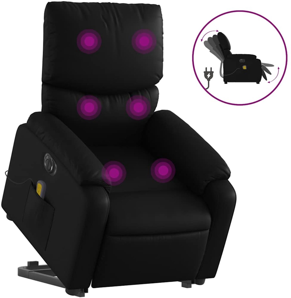 vidaXL Sta-op-massagestoel - elektrisch - kunstleer - zwart