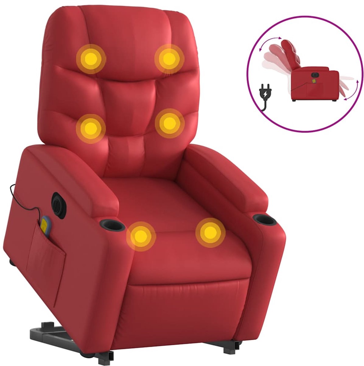 vidaXL Sta-op-massagestoel - elektrisch - kunstleer - rood