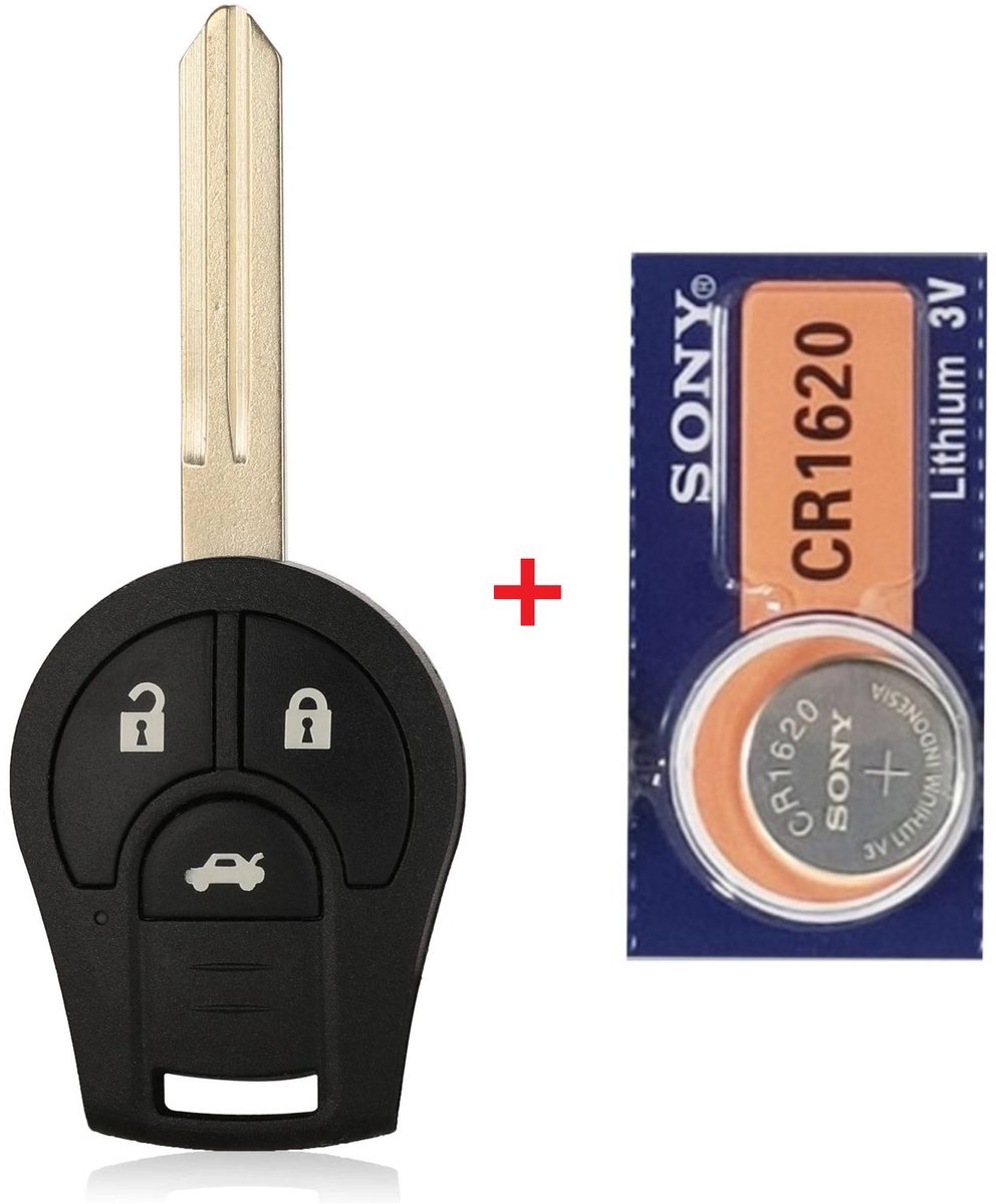 Autosleutelbehuizing geschikt voor Nissan sleutel / Nissan Juke / Nissan Qashqai / met batterij.