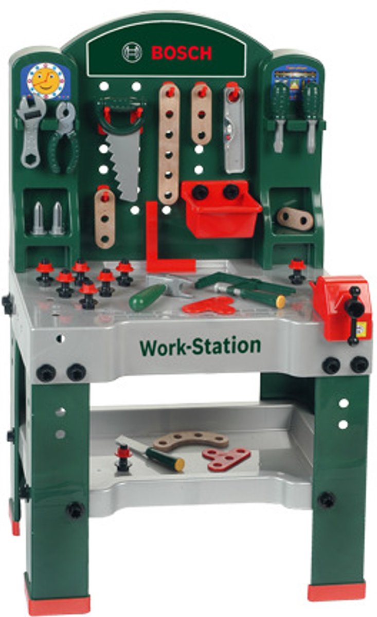 Klein Toys Bosch mini speelgoed werkbank- 44 onderdelen - incl. leerfunctie, bandschroef en talrijke opbergmogelijkheden - groen — afbeelding 4