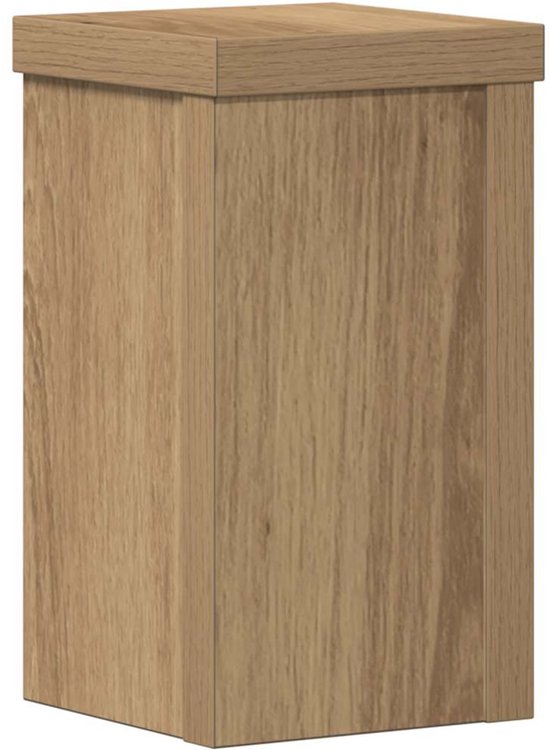 Houten plantenstandaard met opstaande rand en zichtbare houtnerf.