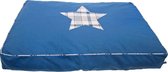 Ligkussen canvas blauw/ruit star 120x80 cm