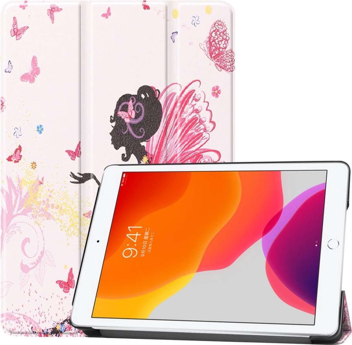 Tablethoes geschikt voor iPad 10.2 Hoesje - Tri-Fold Book Case met Wake/Sleep - Meisje
