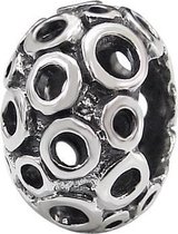 Rondo bubble hole bead | Bedel | Zilverana | geschikt voor Biagi , Pandora , Trollbeads armband | 925 zilver