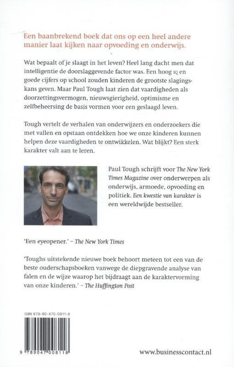 Een kwestie van karakter - back cover