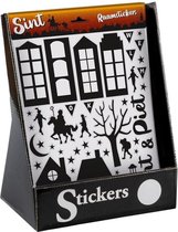 3x Vel met Sinterklaas raamstickers zwart  - Raam decoratie/versiering Sint en Piet stickers op vel A4 formaat