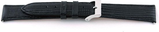 Horlogeband F160 Lizard Zwart Leer 18x16 mm