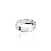 Jewels Inc. - Ring - Rij gezet met Zirkonia Stenen - 6mm Breed - Maat 48 - Gerhodineerd Zilver 925