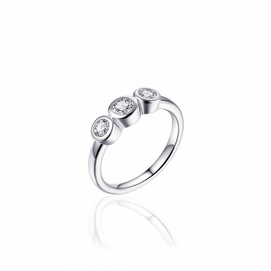 Jewels Inc. - Ring - Gezet met 3x Zirkonia - 6mm Breed - Gerhodineerd Zilver 925