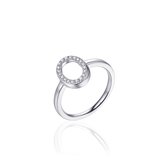Jewels Inc. - Ring - Ovaal gezet met Zirkonia Stenen - 12mm Breed - Maat 52 - Gerhodineerd Zilver 925