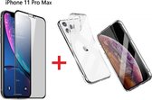 Hoesje Geschikt voor iPhone 11 Pro Max Screen Protecter Zwart + TPU Hoesje